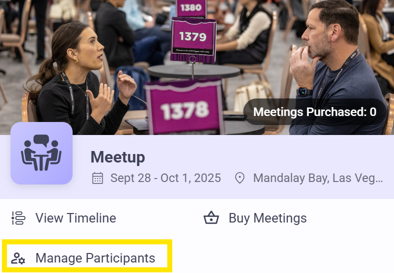 Meetings rep selection screen