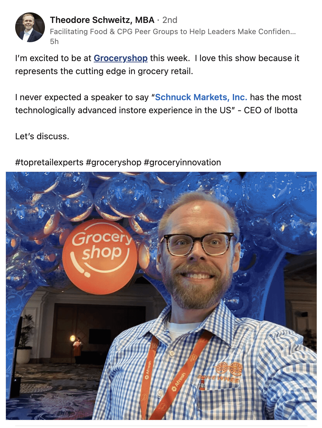 I’m excited to be at Groceryshop this week. I love this show because it represents the cutting edge in grocery retail.